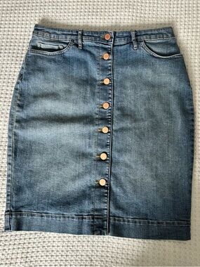 Banana Republic Classic Blue Denim Button-Front Pencil Skirt-Size 4